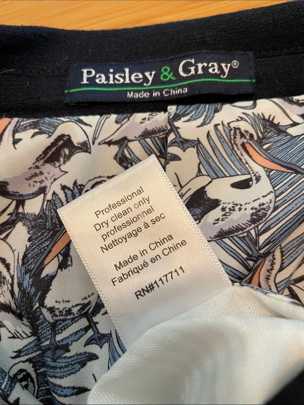 Paisley & Gray Dover Notch Blazer Size 46R Slim Fit Navy Linen Blend Two Button